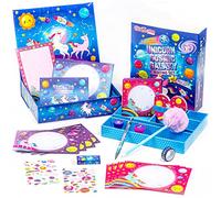 GirlZone Cadeau pour Filles Set Papier à Lettre Licorne Cosmique Galaxie pour Enfants, Loisir Créatif d'écriture de 45 pièces, Kit Papeterie Fille de Licorne - Cadeaux d'Anniversaire
