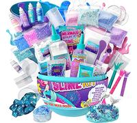 GirlZone Cadeaux pour Filles, Slime Kit Sirène dans Un Oeuf Surprise pour Fille et Enfants Kit de Slime pour Fabriquer du Slime Molleux, Beurre, Foamy, Crunchy et Glow in The Dark!