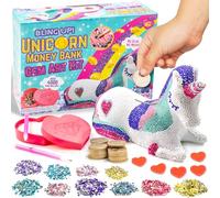 GirlZone Kit d'Art Tirelire Licorne Bling Up de Gemmes, Tirelire à Décorer, Jouet Licorne et plus encore dans ce Kit Diamond Painting, Idée Cadeau Fille 10 ans