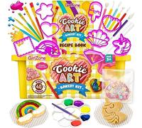 GirlZone Kit de Décoration de Biscuits, Kit Pâtisserie Enfant avec Pâtisserie Accessoire, Ustensiles de Cuisine Enfant - Cookie Art Bakery Kit Cadeau Fille 10 ans
