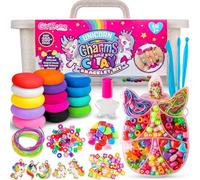 GirlZone Kit de Fabrication de Bracelets en Argile et Charmes de Licorne Kit Fabrication Bijoux, Perles pour Bracelet et Breloques Licorne dans ce Kit Idéal comme Cadeaux pour les Filles