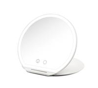 Girmi BE03 Miroir de Maquillage Rond Pliable Ultra Fin Portable avec lumière LED 3 Couleurs Bouton Tactile Batterie au Lithium Chargeur USB