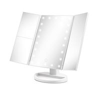 Girmi BE05 Superbe Miroir de Maquillage avec lumières LED, Miroir grossissant 1X/2X/3X, Inclinaison 180°, Base de Porte cosmétiques, Miroir de Table