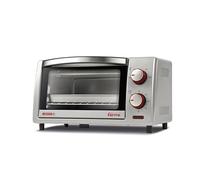 Girmi FE10 Four électrique, 800 W, 10 litres, grille en acier inoxydable, thermostat réglable, minuterie 60 min, accessoires inclus, argent