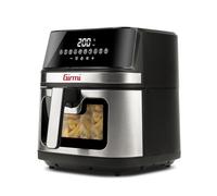 Girmi FG80 Friteuse à Air 8 Litres, 2200 W, Écran Digital, 10 Programmes, Capacité 8L, Cuve de Cuisson en Métal, Double Résistance, Livre de Recettes Inclus, Noir-Inox