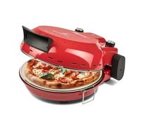 Girmi FP50 Four à pizza Quisipizza, 1800 W, 420°C, Parois froids, Pierre réfractaire détachable de 31 cm, Minuterie, Double résistance, Livre de recettes inclus, Rouge