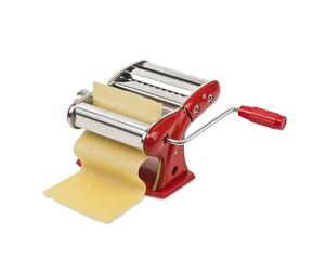 Girmi IM92 Machine à Pâtes, Corps en Inox, 7 Niveaux d’Épaisseur, 3 Formats de Pâtes, Rouleaux en Aluminium, Rouge