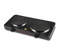 Girmi PE36 Plaque Électrique Double, Ø15,5 - Ø18,5, 2500W, Assiettes dans Fonte, Noir