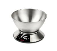 Girmi PS86 Balance de Cuisine, Large Bol 2 L, Corps et Bol en Inox, Large Écran 58 X 30 mm, Précision 1 G-5 Kg, Fonction Tare