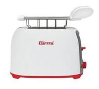 Girmi TP10 Grille-pain 750 W, pinces en inox amovibles, 7 niveaux de brunissage, fonction toast, ramasse-miettes, éjection automatique, arrêt automatique, blanc et rouge