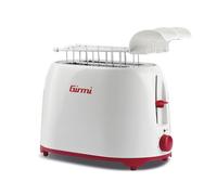 Girmi TP10 Grille-pain 750 W, pinces en inox amovibles, 7 niveaux de brunissage, fonction toast, ramasse-miettes, éjection automatique, arrêt automatique, blanc et rouge
