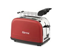 Girmi - TP5702 - Grille-Pain, 800 W, Corps et Pinces en Inox, Fentes Larges, Minuteur, 8 Niveaux de Cuisson, Arrêt Automatique, Ramasse-Miettes, Rouge