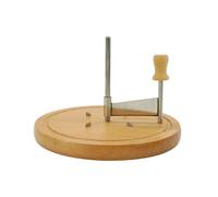 Fackelmann 56773 Girolle à fromage avec plateau en bois, girolle pour tête de moine, coupe fromage rotatif, Bois, Acier inoxydable, 22 x 12,5 cm, Argenté.