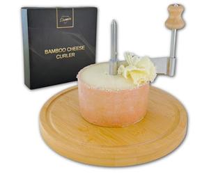 Girolle à fromage Fraiseur à fromage en bambou Ø 22 cm avec lame en acier inoxydable - rabot rotatif pour Tête de Moine, fleurs de fromage et copeaux de chocolat - robuste, décoratif, idée cadeau