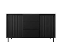 Best mobilier - Buffet bas Girona - 3 tiroirs, 2 portes - 153 cm - Noir