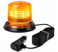 Girophare LED Orange, 7W Feu de Pénétration 12V 24V 48V, Phare Flash Magnétique Feu de Signalisation Étanche pour Camion, Tracteur & Voiture, 90 LEDs, 2 Modes avec Câble 3m & Interrupteur
