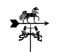Girouette à Montage sur Toit en Forme de Cheval Arabe, indicateur de Direction du Vent en Acier Inoxydable, Support métallique extérieur, girouette, décoration de de Cour