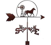 Girouette Animal Cheval Ornement Fer, Girouette en Métal, Outils de Mesure de de Scène, Indicateur de Direction du Vent, avec Support de Montage Résistant à la, E