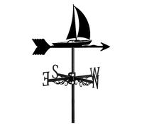Girouette avec silhouette de bateau ou de navire en métal, montage sur toit for clôture de jardin et abri de jardin, scène de ferme extérieure, décorations de patio de cour, indicateur de direction du