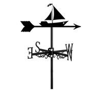 Girouette avec silhouette de bateau ou de navire en métal, montage sur toit for clôture de jardin et abri de jardin, scène de ferme extérieure, décorations de patio de cour, indicateur de direction du
