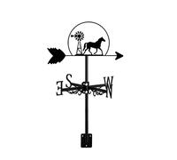 Girouette avec silhouette de cheval - Indicateur de direction - En acier inoxydable - Outil de mesure pour jardin et cour - Montage facile - Style 1