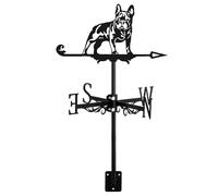 Girouette avec silhouette de chien - Support de toit pour jardin, clôture, abri de jardin, scène de ferme, cour, patio, décorations de terrasse, indicateur de direction, carlin