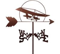 Girouette avec Support métallique - Avion, indicateur de Direction du Vent, Montage sur Toit de Ferme, décoration de Jardin de Ferme, scène rétro, girouette en Acier INOX