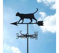 Girouette chat en acier inoxydable, indicateur de direction du vent, girouette en métal - Décoration de jardin en forme de chat mignon pour toit extérieur, ferme, cour, tonnelle ou cour