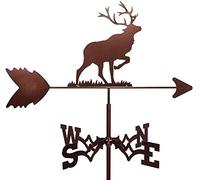 Girouette de Ferme avec Tige de Montage sur Le Toit, indicateur de Direction du Vent, Motif cerf rétro, élan, Corgi, Voiture, écureuil, Loup, Silhouette, Support en métal extérieur, girouette pour,