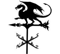 Girouette de jardin en fer - Motif dragon - Pour montage sur le toit - Indicateur de direction du vent pour jardin sur toit, extérieur, ferme (A)