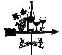 Girouette de jardin en forme de bouteille de vin, girouette en métal pour cour, indicateur de direction du vent avec revêtement antirouille pour décoration de jardin et de ferme, girouette de cour en