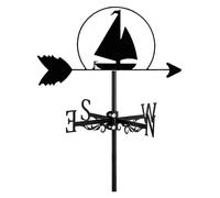 Girouette de jardin et d'extérieur en fer, ornement de voilier, girouette en acier inoxydable, indicateur de direction for montage extérieur sur ferme, toit de cour, grange, décoration de bateau(Sailb