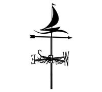 Girouette de jardin et d'extérieur en fer, ornement de voilier, girouette en acier inoxydable, indicateur de direction for montage extérieur sur ferme, toit de cour, grange, décoration de bateau(Racin
