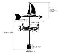 Girouette de jardin et d'extérieur en fer, ornement de voilier, girouette en acier inoxydable, indicateur de direction for montage extérieur sur ferme, toit de cour, grange, décoration de bateau(Sloop
