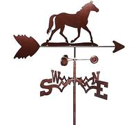 Girouette de Jardin Exterieur Weatherervane, Orientation, Vanne Météo en Acier, Kit De Direction Éolienne, Artisanat De Décoration Extérieure - Cheval Galopant Girouette Anemometre