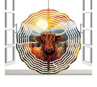 Girouette de Jardin | Sculpture Girouette Vache Highland Résistante à la Rouille,Carillon Vent 3D pour Extérieur - pour Intérieur, Jardin, Branches, Garde-Corps, Pergolas et -Toits