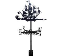 Girouette de Toit Style voilier, kit indicateur de Direction du Vent décoratif pour Bateau, RT métallique pour pelouse de Jardin extérieur - Bateau Pirate