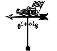 Girouette de voiture de course en métal Indicateur de direction du vent de girouette de jardin avec support de montage Décor de cour de toit extérieur Girouette, cour indiquant la direction du vent