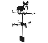 Girouette Décorative Chien Corgi en Fer Noir, pour Toit et Jardin