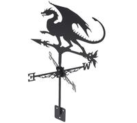 Girouette Décorative de Jardin Dragon, Fer Noir, Stable