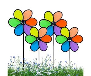 Girouette Décorative - Décoratifs pour Extérieur,4 Girouettes Arc-en-Décoration Florale pour Pelouse Arrière-cour Balcon Aire de Jeu Cour Extérieure