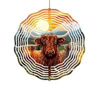 Girouette Décorative - Décoration Extérieure Vache Highland Métal Antirouille | Carillon Vent 3D pour Extérieur - pour Intérieur Jardin Balcon Terrasse Grilles Porche Auvent