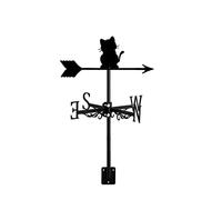 Girouette décorative en acier inoxydable noir en métal avec motif chat animal de dessin animé pour jardin, cour, ferme, scène durable, style ~ B