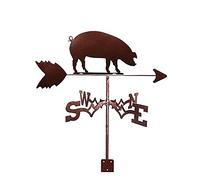 Girouette décorative extérieure en métal avec revêtement, Motif Papillon et élan, indicateur Pratique de Direction du Vent, pour Jardin, Cour ou tonnelle (Cochon).