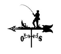 Girouette décorative extérieure pour voilier, barreur de croisière, Support météo, décoration Jardin en Acier Inoxydable, représentant Une scène Ferme, indicateur Direction (pêcheu