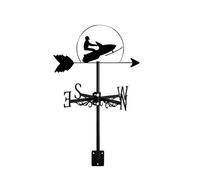 Girouette décorative Noire en Forme de Bateau à Moteur avec indicateur de Direction du Vent pour Toit de Jardin, Cour, Ferme extérieure, Style03 (Style03)