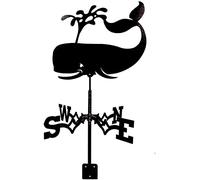 Girouette d'extérieur en métal, indicateur de Direction du Vent pour Toit et Jardin, Outil Mesure Acier Inoxydable, Support Forme Baleine