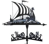 Girouette Dragon en acier inoxydable - Outils de mesure professionnels - Piquet de jardin rétro et girouette avec montage sur toit - Viking Battleship||Normal