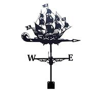 Girouette en Acier Inoxydable girouette girouette indicateur de Direction du Vent rétro Bateau à Voile Bateau de pêche Forme de Bateau Pirate girouette, décoration créative pour la Maison, Cadeau