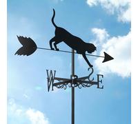 Girouette en forme de chat avec support de toit, indicateur de direction du vent, décoration d'intérieur créative, cadeau pour extérieur, ferme, cour, jardin, tonnelle